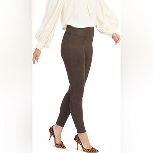 Spanx Brown Stretchy High Waist Faux Suede Leggings size Small